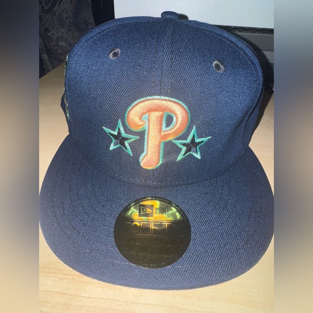 Philadelphia Phillies Navy Mint Peach 96 All Star Game Patch New Era Size 7 3/8